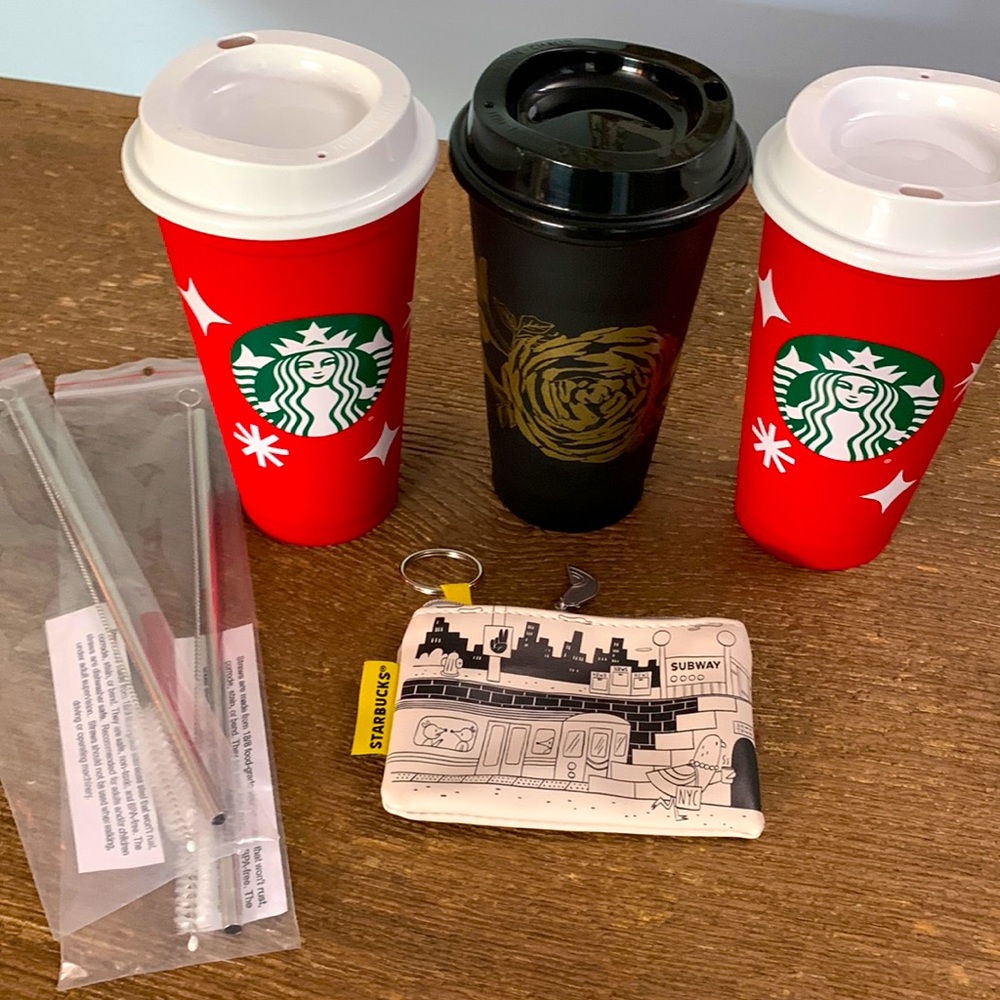 Starbucks reusable Cup NYC key chain & tote bag bundle